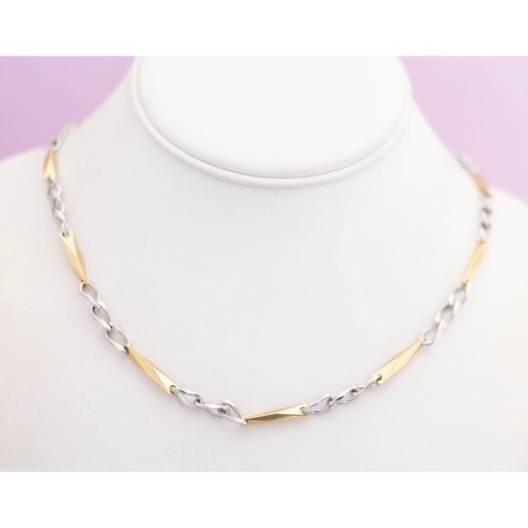 Vintage Gold & Silver Tone Link Chain Necklace | 24 inch | Napier | J24 - Picture 3 of 4